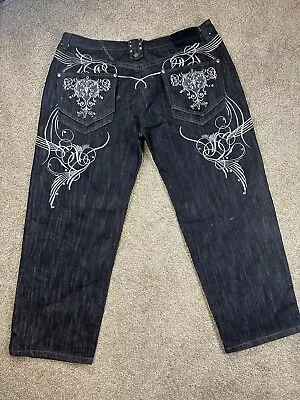 Imperious Delf Trading Men 44x32 Black Embroidered Jeans . (Need To Be Washed) • $38