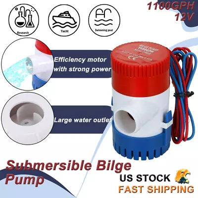 Bilge Water Pump 1100GPH Submersible Replacement For Boat RV Marine Bait Tank • $13.79