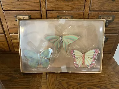 Mackenzie-Childs Meadow Butterflies Trio Hanging Butterfly Wall Decor Set Of 3 • $99