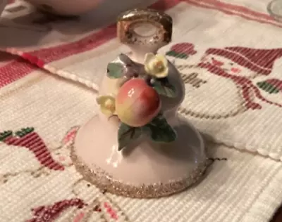 Vintage Lefton China Hand Painted Pink Bell With Apple 2.5” Tall So Pretty ! • $12