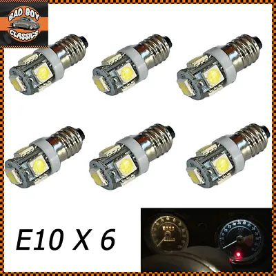 E10 Positive Earth LED Bulbs Screw Fitting Gauge Dash Smiths Instrument White X6 • £9.95