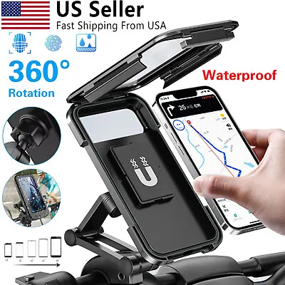 Motorcycle Bike Handlebar Cell Phone Holder Touch Screen Waterproof Case Mount • $10.65