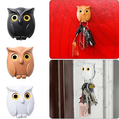 £5.88 • Buy The Key Black White Brown Magnetic Wall Key Holder Owl Keychain Hanging Tool