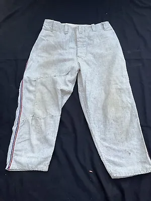 Vintage Adult 32 Baseball Softball Pants Heavy Duty Grey - Red White Blue Stripe • $20