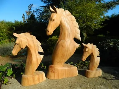 Wooden Horse Head Carving - Hand Carved Horses Heads Assorted Sizes • £19.99