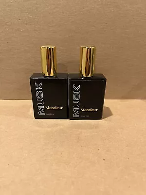 SET OF 2 Dana Musk Monsieur Cologne Spray  2oz EACH 4oz Total - Black Bottles • $29.90