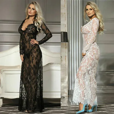 Negligee Long Lace Sexy Beautiful Graceful Luxury Plus NIGHTIE Lingerie • £11.57