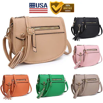 Womens Top Zip Shoulder Handbags Crossbody Bag Leather Dome Clutch Handbag Purse • $16.99