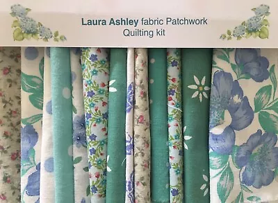 LAURA ASHLEY PATCHWORK KIT TURQUOISE 40x 4 1/2  Pieces +INSTRUCTIONS & TEMPLATES • £9.95