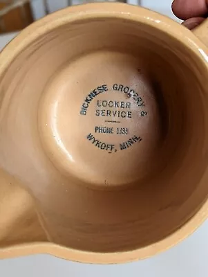 ***RARE*** Wykoff Minn MN Minnesota Stoneware Advertising Pitcher Not Red Wing  • $45