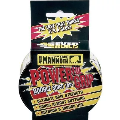 Everbuild Mammoth Powerful Grip Double Sided Tape 2.5m X 25mm Clear • £3.53