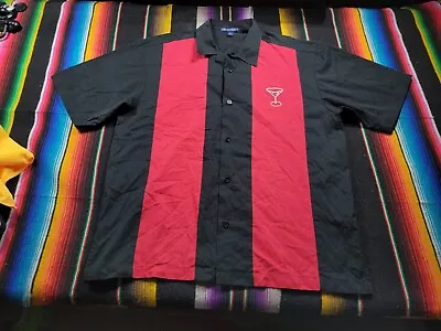 Port Authority Martini Bowling Shirt Red Black Size L 23x28 • $14.25