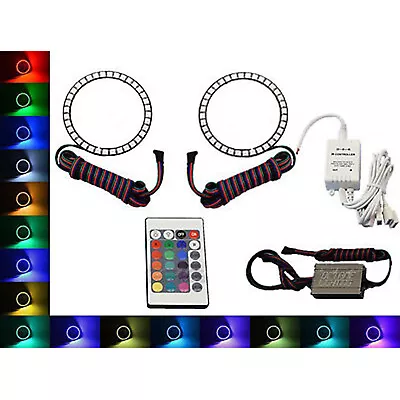 90mm IR Multi-Color Changing LED RGB Shift Headlight Angel Eye Halo Rings Pair • $79.95