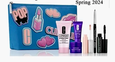 Clinique Spring 2024 7 Pcs Deluxe Makeup Gift Set Blue Makeup Bag • $19.90