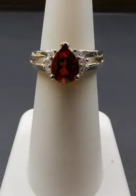 $49 • Buy Size 7 Genuine Madeira Citrine & White Zircon 925 Sterling Silver Ring 1.15cts