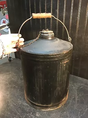 Vintage 5 Gallon Ribbed Galvanized Metal  KERO OIL CAN With Wood Handle • $67.49