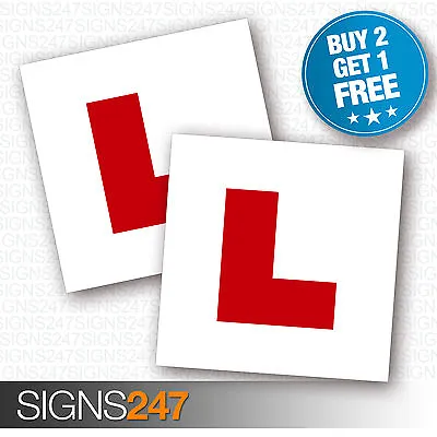 2 X LEARNER STICKER L Plate Stickers Legal Learner Driver Sticker Self Adhesive • £1.99