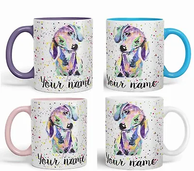 Personalised Name Dachshund Sausage Dog Animals Ceramic Art Coloured Mug Cup • £11.99