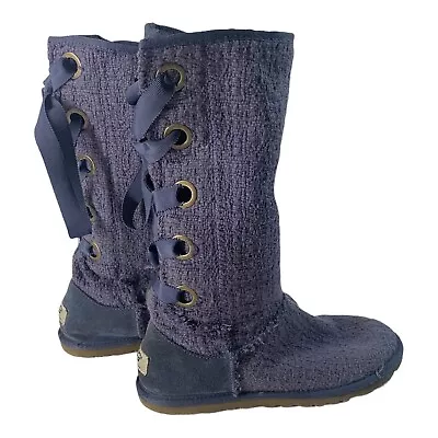 UGG Heirloom Lace Up Boots Sz US 6 / 37 EU Gray Purple Blue Periwinkle 1000693 • $35.09