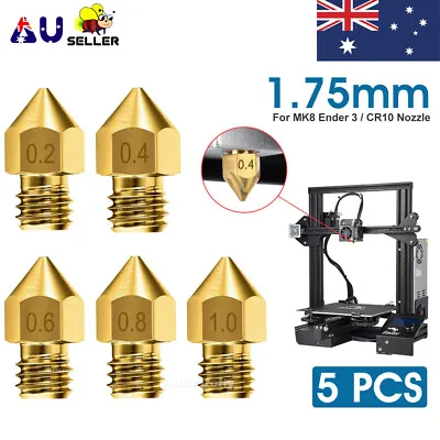 $7.25 • Buy 5-10X 0.2-1.0MM For Ender 3 PRO CR10 3D Printer 1.75mm MK8 Extruder Nozzles NEW