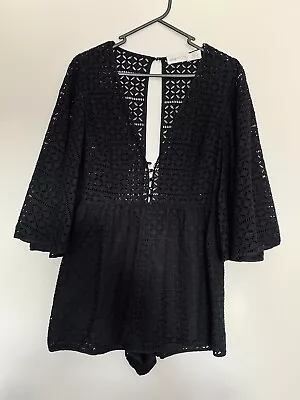 Alice Mccall Playsuit Romper Size 8 Black Broderie Eyelet  • $50