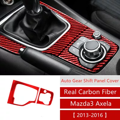 2Pcs Red Carbon Fiber Gear Shift Frame Cover Trim For Mazda3 Axela 2013-2016 • $17.90