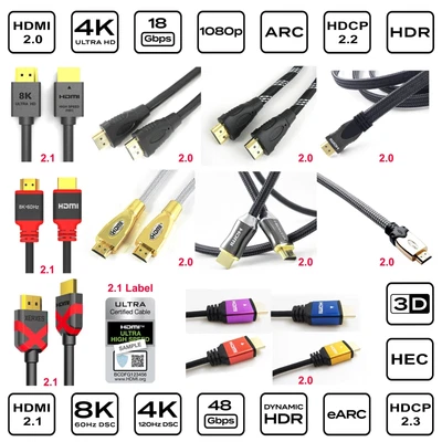 $6.99 • Buy Premium 8K 4K HDMI Cable V2.1 V2.0 Ultra HD 3D HEC ARC High Speed PS5 4 XBox X 1