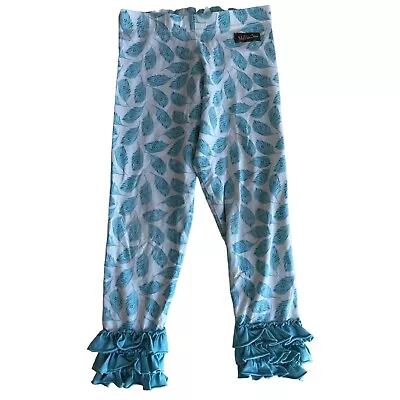 Matilda Jane Paint By Numbers Feather Pants Ruffle Ankle Size 6 White Blue • $14.78