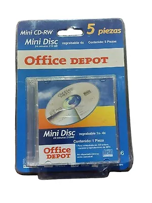 Vintage Office Depot Mini CD-RW 5 Discs - 24 Minutes 210 MB Rewritable 4x NEW • $25.95