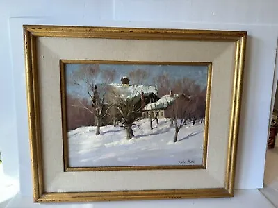 Vintage Oil On Board Mitch Billis Winter Snow Scape American Impressionism • $600