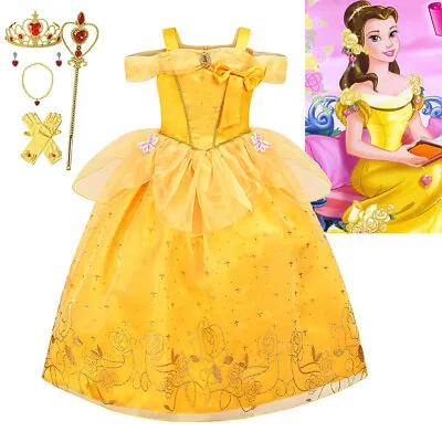 £6.66 • Buy Kids Girls Belle Princess Fancy Dress Up Birthday Party Cosplay Dresses Costume