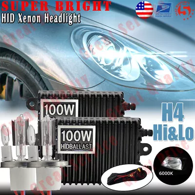 100W HID Headlight Conversion Kit H4 9003 Xenon BI-Xenon Bulbs 6000K White Lamp • $65.88