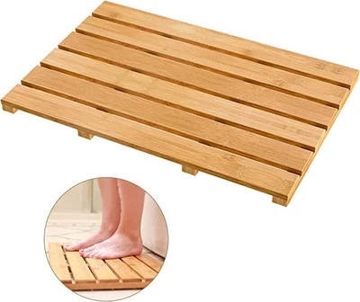 £13.95 • Buy Bamboo Duck Board Wooden Natural Wood Bathroom Rectangular Shower Bath Mat New