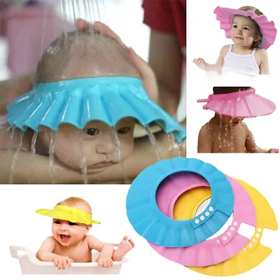 £2.87 • Buy Adjustable Baby Shower Cap Baby Kids Children Bath Shampoo Shield Hat Wash Hair#