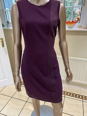 Stylish Mulberry CALVIN KLEIN Dress Size 12 Pre-owned Excellent Condition • £19.99