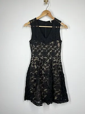 Maje Elvira Black Embroidered Dress Size 1 US Small S Organza Cotton Sheer Mesh • $42