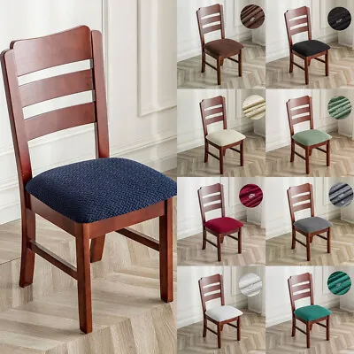 $30.33 • Buy Jacquard Dining Solid Chair Seat Covers Removable Seat Cushion Slipcovers AU