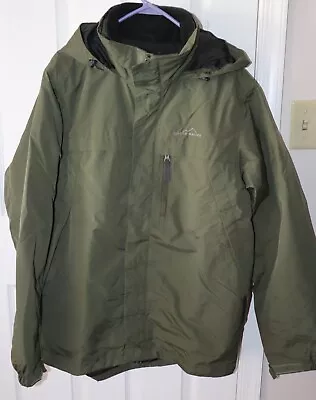 Eddie Bauer Full Zip Hooded Jacket Men's Size Large Green Weather Edge • $19