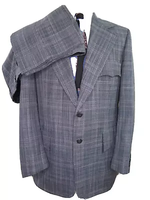 Vintage Griffon Clothes Wool Blue Plaids Two Piece Mens Suit 34x29 40 R USA • $43.96