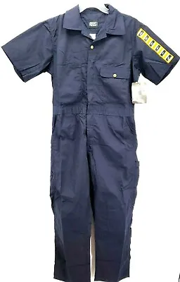 Key Coveralls Navy Short Sleeve Zip Elastic Waist Mens Medium Jumpsuit Mechanic  • $38.54