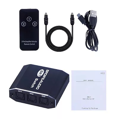 AU 3x1 Aluminum Spdif Toslink Optical Digital Audio Splitter Remote Switch Hub • $16.99