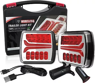 FEELON 2PCS Magnetic Wireless LED Trailer Towing Light Kit Rechargeable Univ... • $139.99