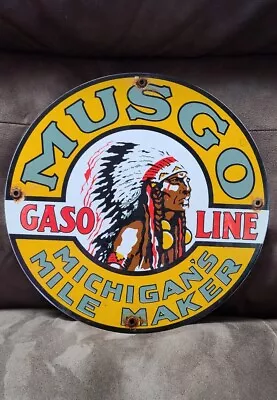 Musgo Gasoline Vintage Advertising Gas Oil Pump Porcelain Sign • $15.50