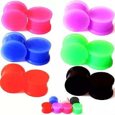 PAIR-SOLID LARGE LIP Silicone Ear Skins-Ear Gauges-Soft Ear Plugs-Ear Tunnels • $2.99