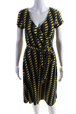 Issa London Womens Abstract Print Cap Sleeve V Neck Midi Dress Multicolor Size 6 • $42.71