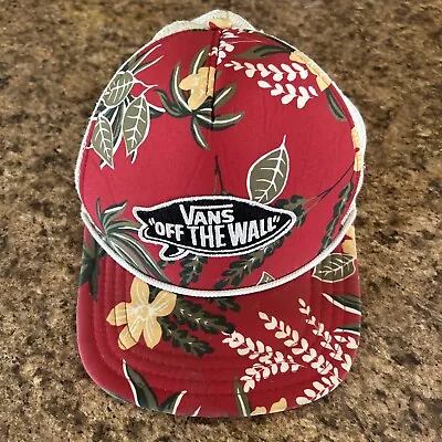 Vans Off The Wall Snapback Hat Adult One Size Black Floral Colorful Mesh Trucker • $14.95