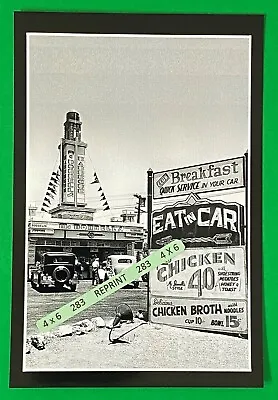 Found PHOTO Old Eat In Your Car Chicken Restaurant Roadside Diner & Vintage Cars • $3.27
