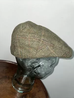 £49 • Buy Olney Herringbone Tweed Pure Virgin Wool Cap Hat 57cm Handmade Vtg Immaculate