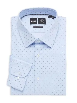 NWT HUGO BOSS Slim Fit Print Dress Shirt - Blue • $58.87