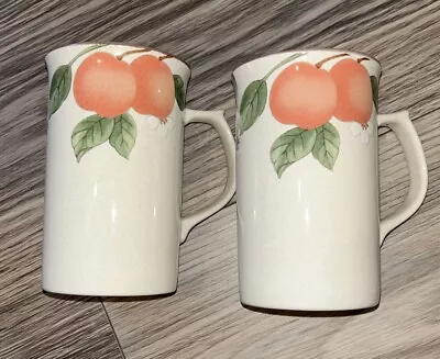 Mikasa Country Classics “Fruit Panorama” 12 Oz Cappuccino Mug Vintage Set Of 2 • $25